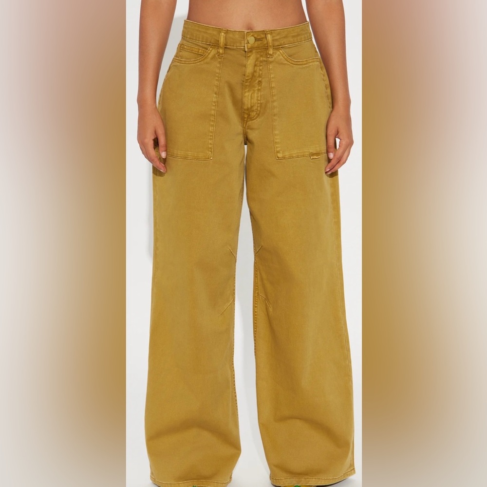 Fashion Nova Women's Olive Wide Leg Pants